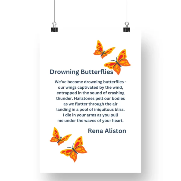 Drowning Butterflies Poem Digital Art Prints by Rena Aliston